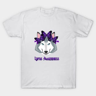 Lupus Wolf wearing Hope Butterfly Headband, Lupus Awareness T-Shirt